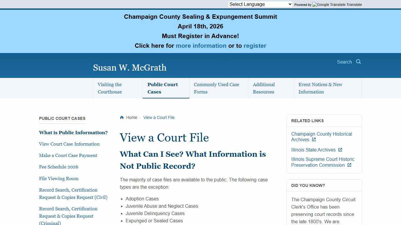 View a Court File -